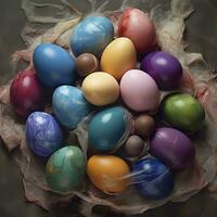 AI generated Easter colored eggs, Generate Ai photo