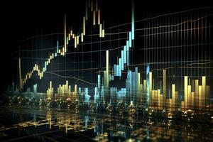 AI generated Digitally Generated Currency and Exchange Stock Chart for Finance and Economy Based Computer Software and Coding Display. AI Generated photo