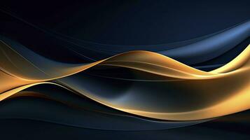 AI generated Gold and navy blue waves abstract. AI Generated. photo