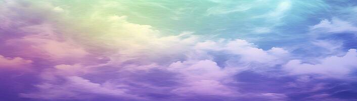 AI generated Rainbow sky with fluffy clouds. Multicolored toned sky. AI Generated. photo