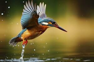 AI generated Kingfisher sitting on the tree branch. AI Generated photo