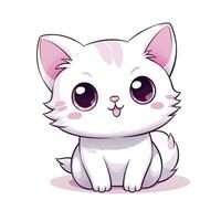 AI generated Cute Kawaii cat clipart icon white background. AI Generated photo