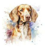 AI generated Watercolor dog clip art on white background. AI Generated photo