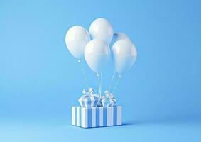 AI generated Balloons with gift box. AI Generated photo