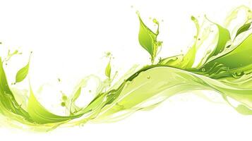 AI generated Green herbal tea wave splash with leaves flow. AI Generated photo