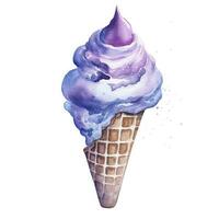 AI generated Watercolor ice cream in a waffle cone. AI Generated photo