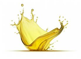 AI generated Olive or engine oil splash, cosmetic serum liquid isolated on white background. Generative AI photo