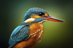 AI generated Kingfisher sitting on the tree branch. AI Generated photo