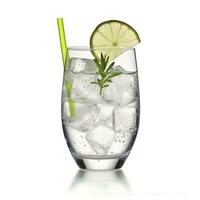 AI generated Gin tonic glass of water with ice isolated on white background. AI Generated photo