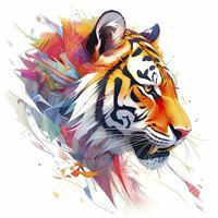 AI generated Watercolor tiger head on isolated with white background. AI Generated photo