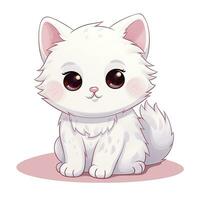 AI generated Cute Kawaii cat clipart icon white background. AI Generated photo