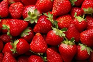 AI generated Texture of fresh strawberries as background. Generative AI photo