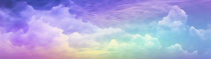 AI generated Rainbow sky with fluffy clouds. Multicolored toned sky. AI Generated. photo