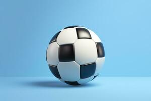 AI generated soccer ball on light blue background. Generative AI photo