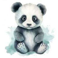 AI generated Watercolor fantasy Baby Panda clip art isolated white background. AI Generated photo