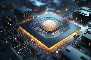 AI generated Futuristic central processor unit. Powerful Quantum CPU motherboard. AI Generated photo