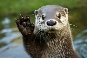 ai generado nutria en el agua. ai generado foto