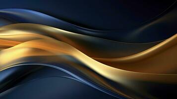 AI generated Gold and navy blue waves abstract. AI Generated. photo