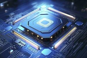 AI generated Futuristic central processor unit. Powerful Quantum CPU motherboard. AI Generated photo