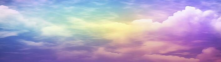 AI generated Rainbow sky with fluffy clouds. Multicolored toned sky. AI Generated. photo