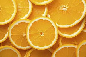 AI generated Orange fruit slices citrus arrangement full frame background. AI Generated photo