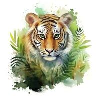 AI generated Watercolor Tiger for kids. AI Generated photo