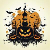 AI generated Halloween design with pumpkins. AI Generated photo