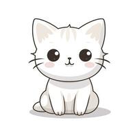 AI generated Cute Kawaii cat clipart icon white background. AI Generated photo