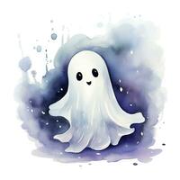 AI generated The watercolor cute ghost on white background. AI Generated photo