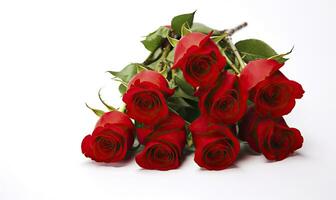 AI generated Red rose bouquet isolated on white background. AI Generated photo