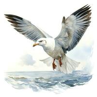 AI generated Watercolor seagull isolated on white background. AI Generated photo