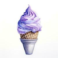 AI generated Watercolor ice cream in a waffle cone. AI Generated photo