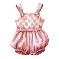 AI generated Pink baby girl romper in watercolors on a white background. AI Generated photo