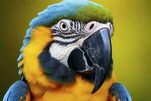 AI generated Blue and yellow macaw parrot. AI Generated photo