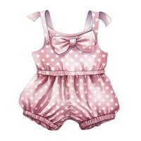 AI generated Pink baby girl romper in watercolors on a white background. AI Generated photo