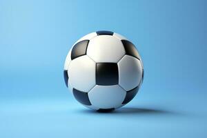 AI generated soccer ball on light blue background. Generative AI photo