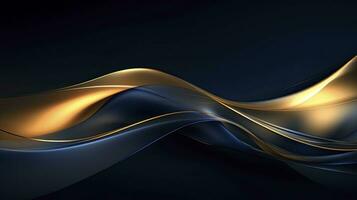 AI generated Gold and navy blue waves abstract. AI Generated. photo