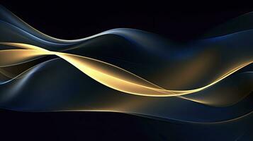 AI generated Gold and navy blue waves abstract. AI Generated. photo