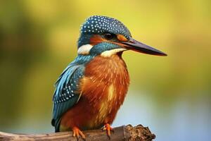 AI generated Kingfisher sitting on the tree branch. AI Generated photo