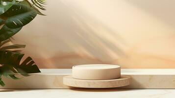 AI generated 3d rendered empty display podium Minimal scene for product display presentation photo