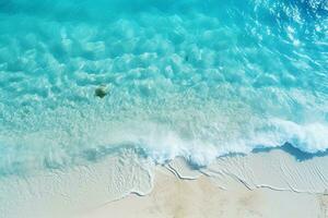 AI generated Top view aerial image from drone of an stunning beautiful sea landscape beach with turquoise water with copy space photo