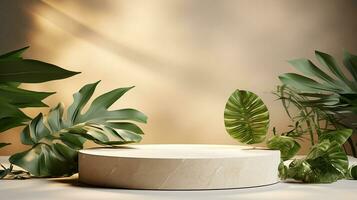 AI generated 3d rendered empty display podium Minimal scene for product display presentation photo