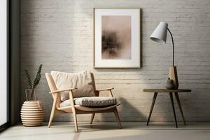 AI generated 3d rendered Minimal style Modern furniture in living room interior design with modern chair photo