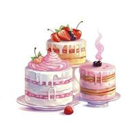 AI generated Set of Cake piece illustration on white background. AI Generated photo