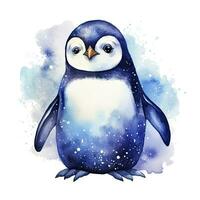 AI generated Watercolor Penguin for T-shirt design.  AI Generated photo