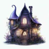 AI generated Moonlight dark themed night elf fairytale fantasy fairy house. AI Generated photo