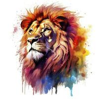 AI generated Watercolor Lion on a white background. For T-shirt Design. AI Generated photo