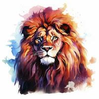 AI generated Watercolor Lion on a white background. For T-shirt Design. AI Generated photo