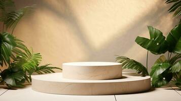 AI generated 3d rendered empty display podium Minimal scene for product display presentation photo