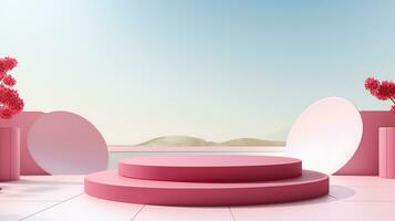 AI generated 3d rendered abstract empty display podium Minimal scene for product display presentation photo